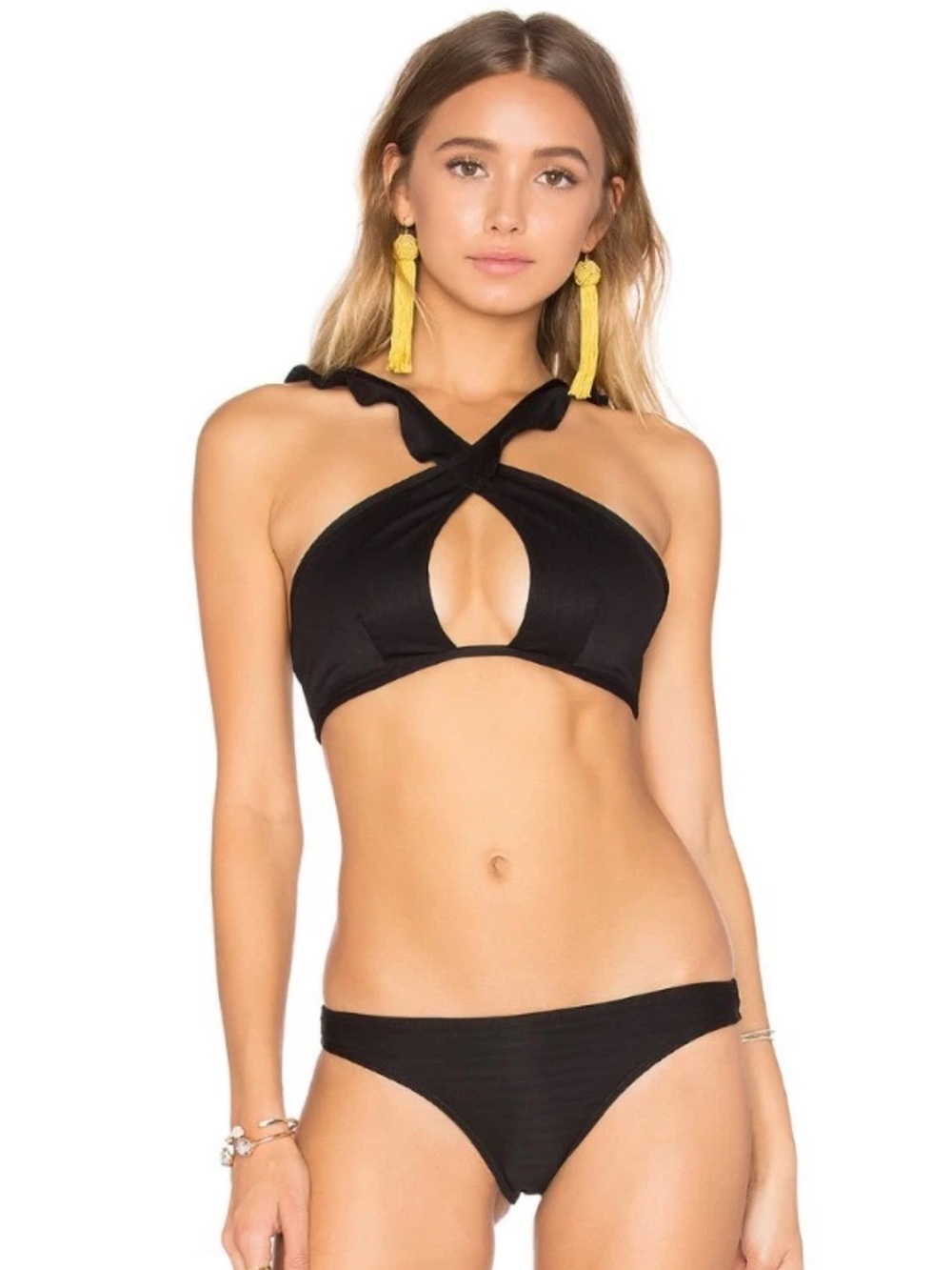 NWT For Love & Lemons La Playa Bikini Bottom Black Size S